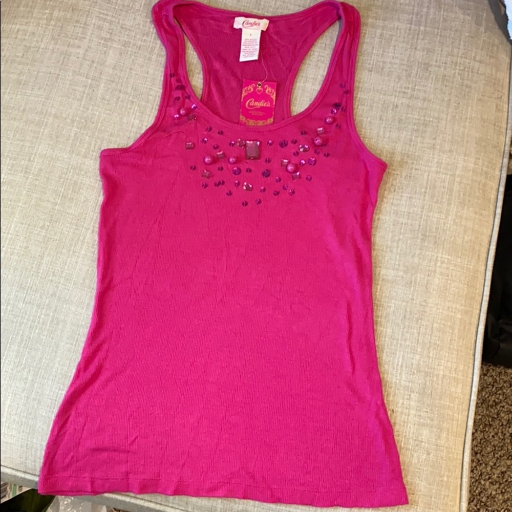 Jeweled pink tank top